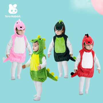 Qile Rabbit autumn new 0-3 year old baby flannel single-layer modeling Romper cartoon dinosaur modeling vest