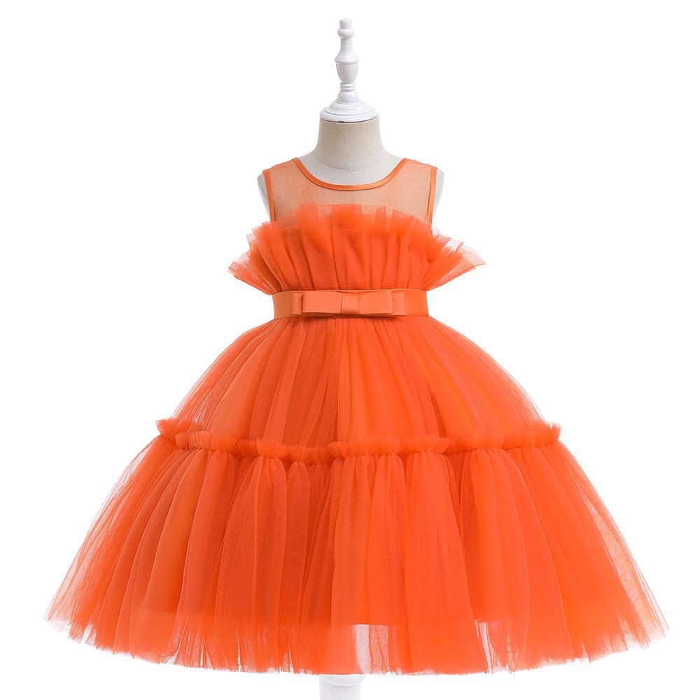 Foreign Trade Girls Dress Sleeveless Children's Festival Performance Dress Birthday Party Fluffy Yarn Princess Dress Little Princess