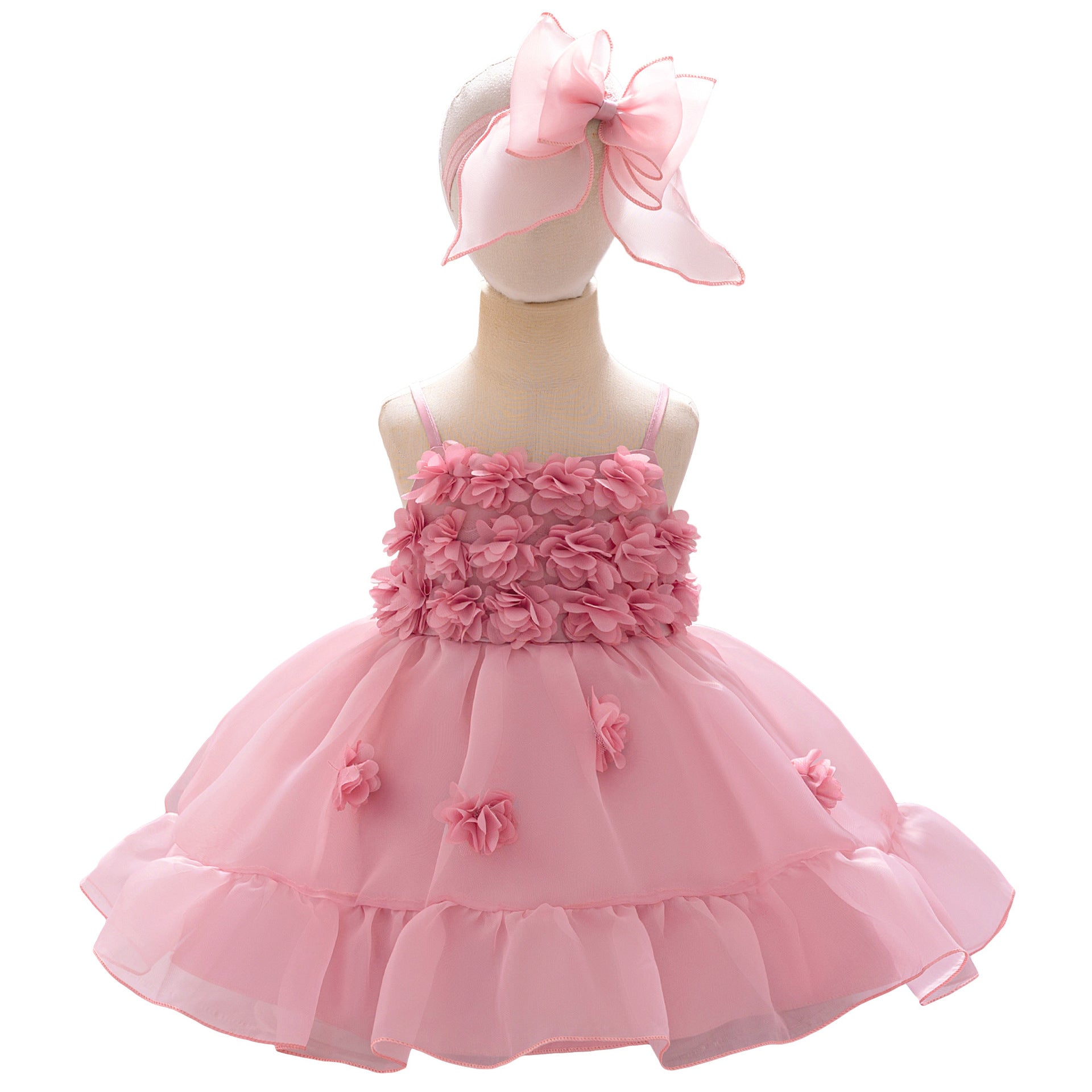 Cross-border high-end summer girls' dress one-year-old children's princess dress fluffy mesh flower girl wedding dress festival spot