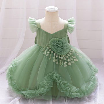 2025 new girls princess dress applique mesh children's dress year-old princess dress wedding flower girl dress