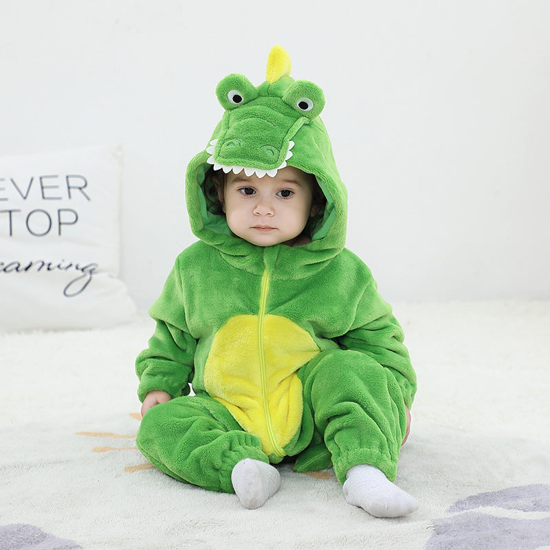Qile Rabbit autumn new children's clothing animal shape three-dimensional flannel single-layer Romper onesie