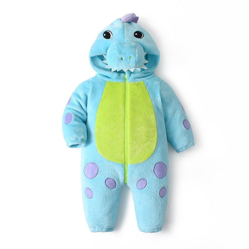 Qile Rabbit Autumn New 0-3 Year Old Baby Single-layer Shaped Romper Little Dinosaur Shaped Hooded One-piece Romper