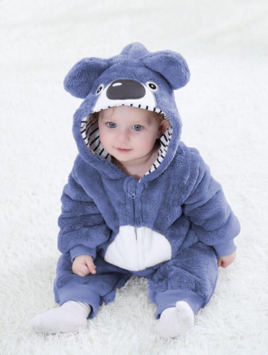 Spring and Autumn New Bear Shaped One-piece Romper Flannel Children's Clothes Qile Rabbit Children's Clothing H2353