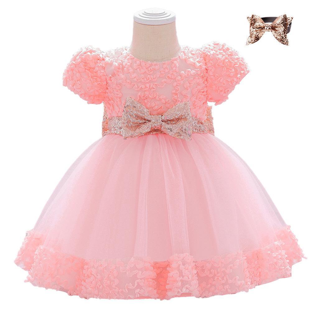Amazon Foreign Trade Baby Birthday Dress Birthday Party Girls Dress Dress Mesh Bow Princess Photography Dress