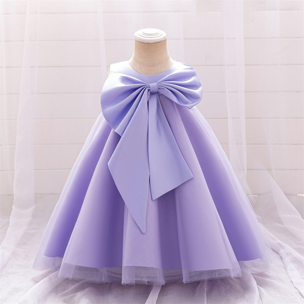 Foreign Trade Infant Dress Sleeveless Big Bow Princess Dress Baby's First Birthday Banquet Girls Wash Dress
