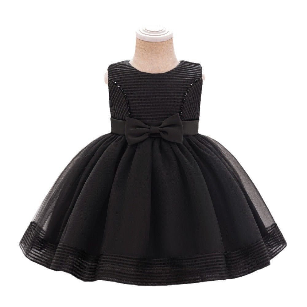 Amazon's new infant dress, one-year-old baby mesh washing dress, bow wedding flower girl princess dress