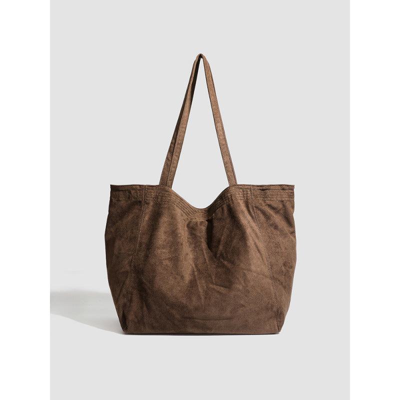 Autumn and winter with suede Korean fashion large shoulder bag, student class tote bag woolen material literary bag