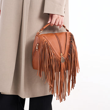 Europe, America and the Middle East 2025 autumn retro casual versatile fringed bag foreign trade handbag trendy shoulder messenger women's bag