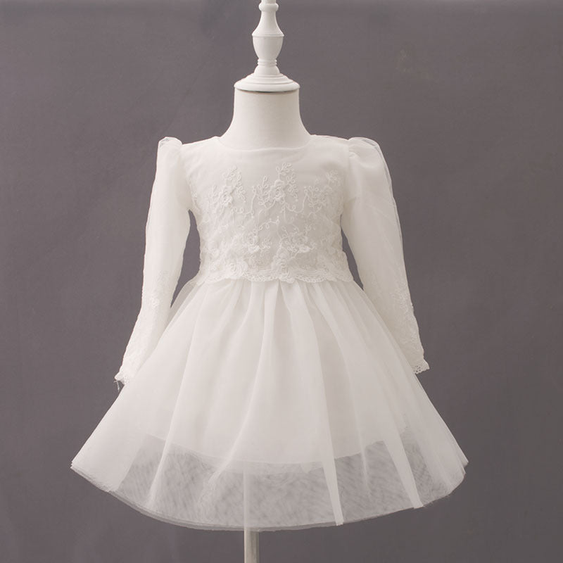 Long Sleeve Solid Color Embroidered Princess Dress