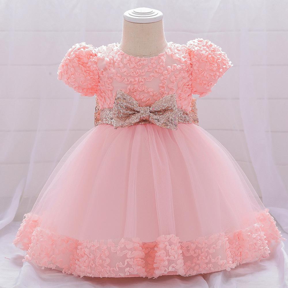 Amazon Foreign Trade Baby Birthday Dress Birthday Party Girls Dress Dress Mesh Bow Princess Photography Dress