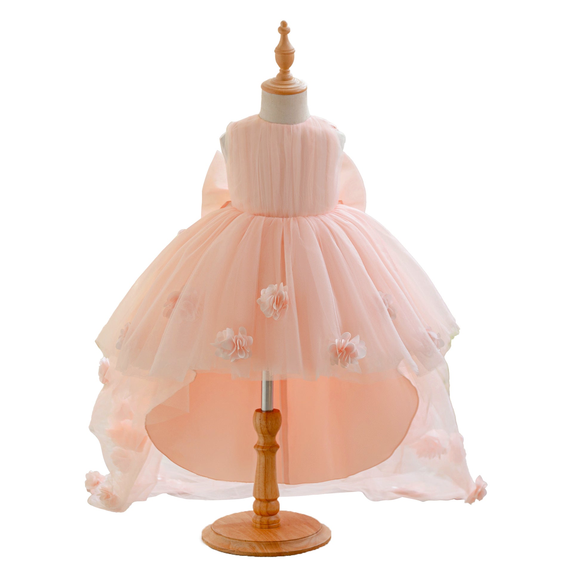 High-end custom Amazon new girls dress three-dimensional flower trailing dress tutu skirt mesh princess dress