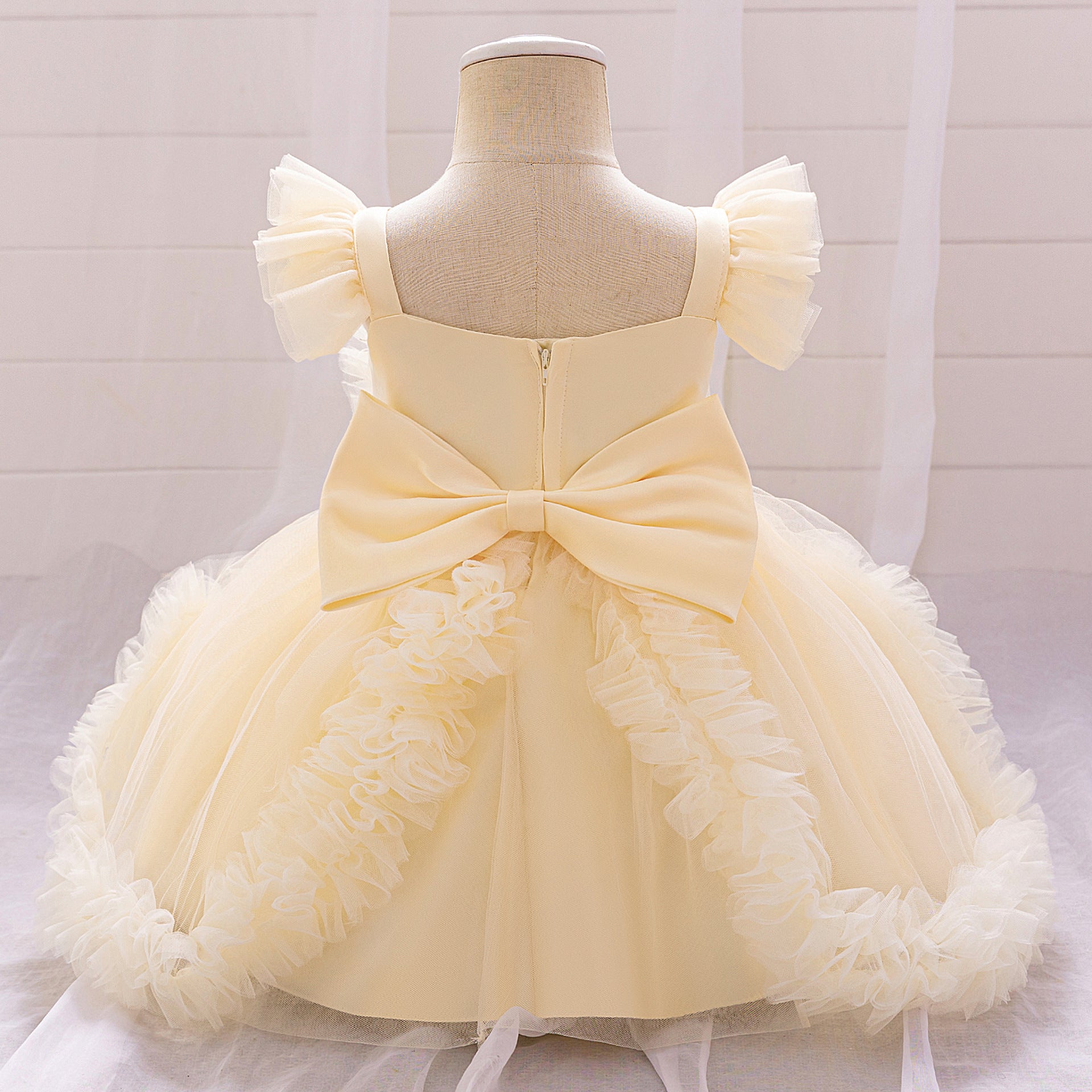 2025 new girls princess dress applique mesh children's dress year-old princess dress wedding flower girl dress