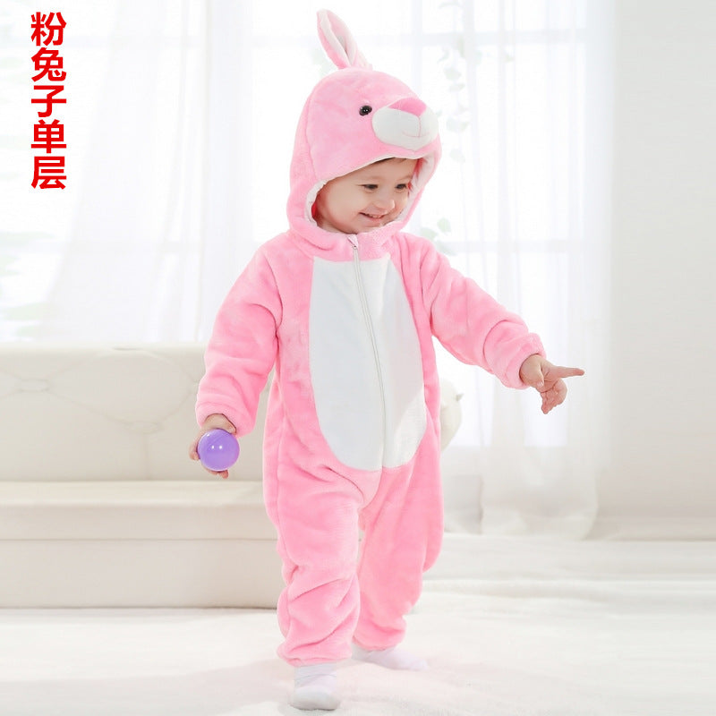 Qile Rabbit factory direct sales spring and autumn new flannel three-dimensional modeling cartoon climbing clothes single-layer one-piece Romper