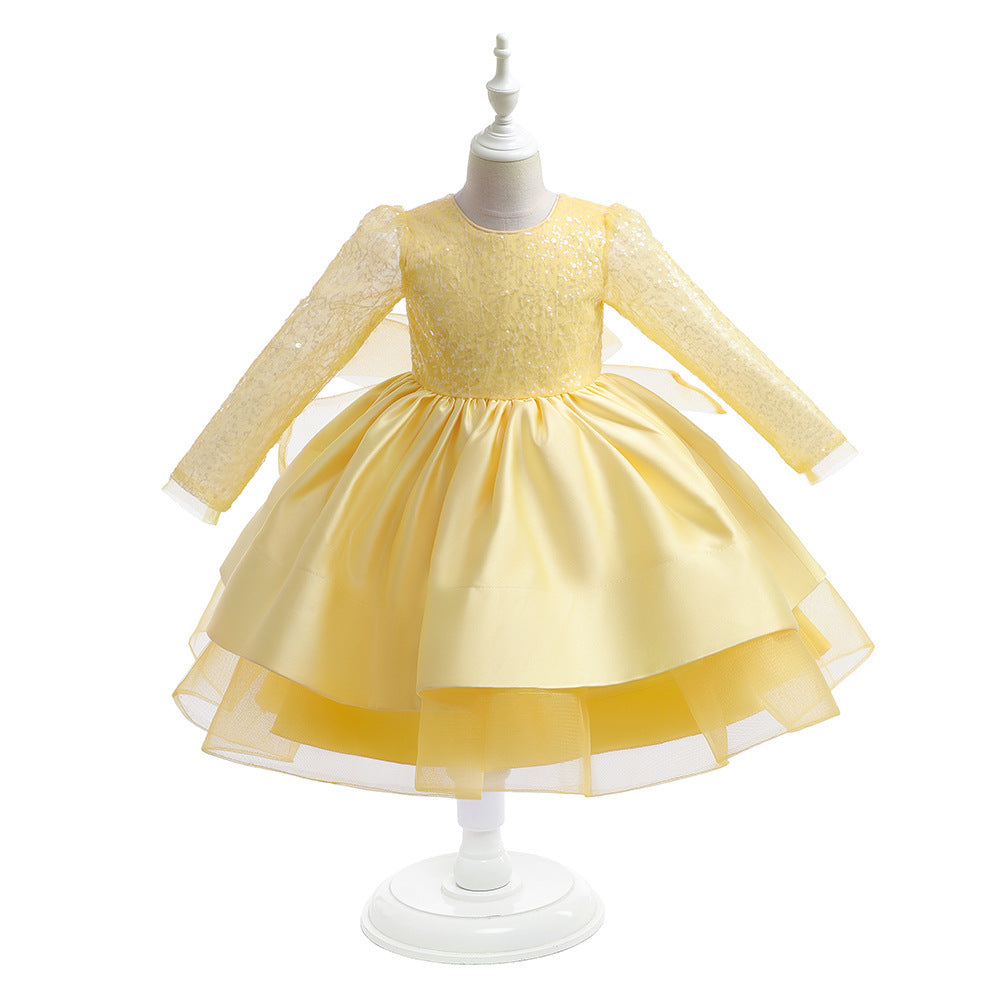 Sequin Long Sleeve Dinner Princess Dress