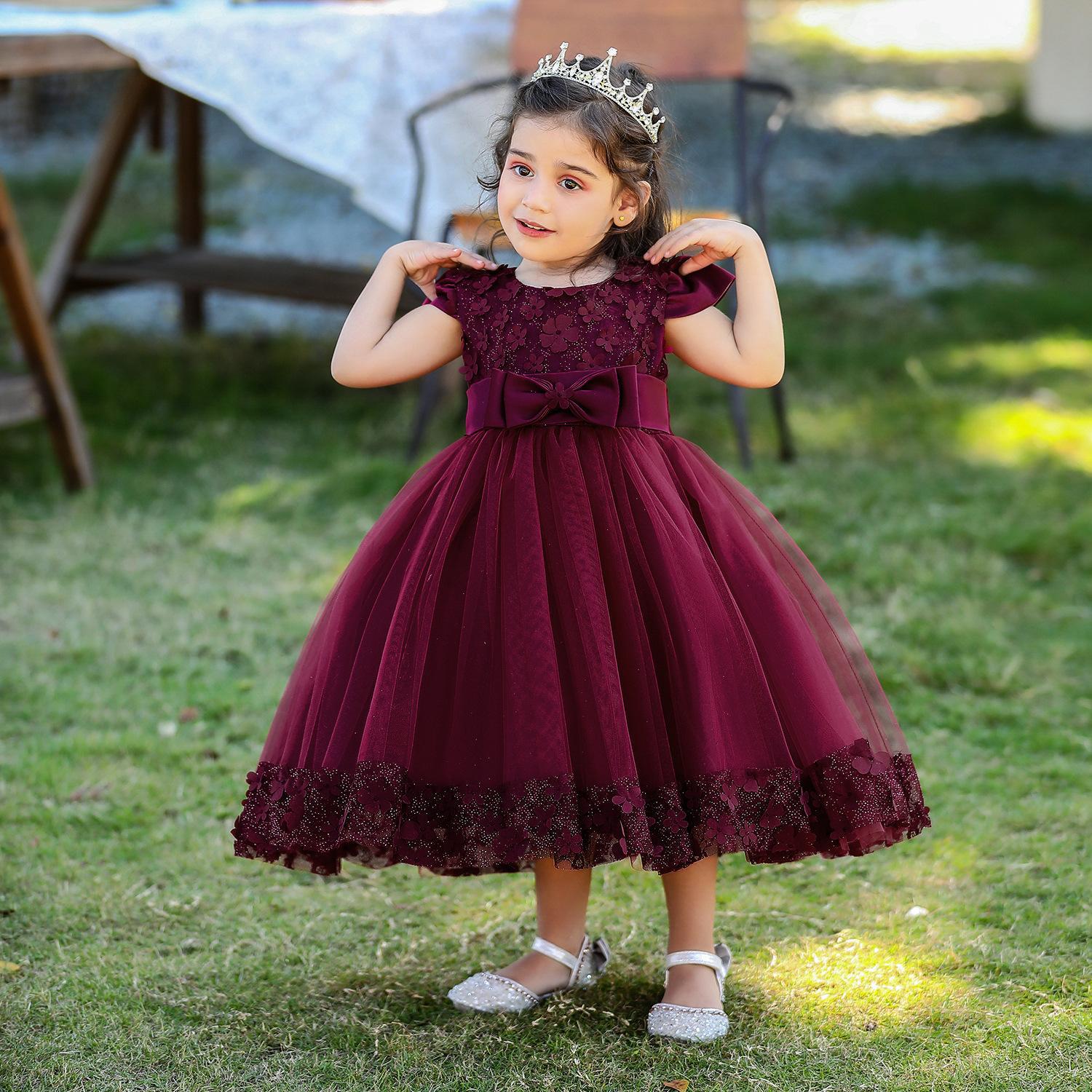 Cross-border supply Children's fluffy princess dress skirt applique cotton lining Baby girl one-year-old dress skirt kids
