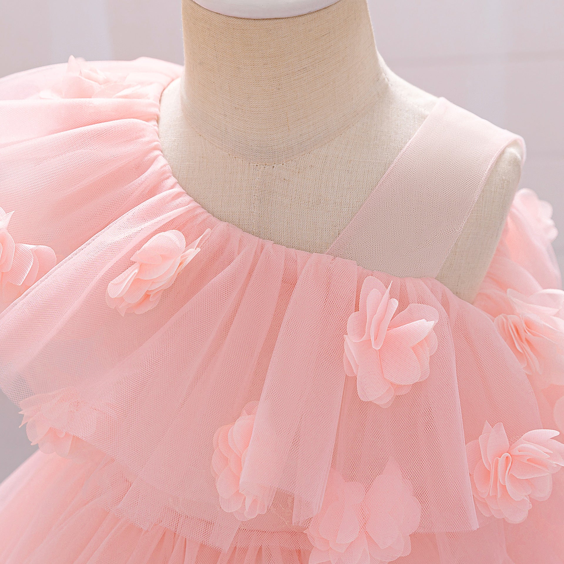 Cross-border Amazon infant dress three-dimensional flower mesh tutu skirt one-year-old baby birthday party washing dress