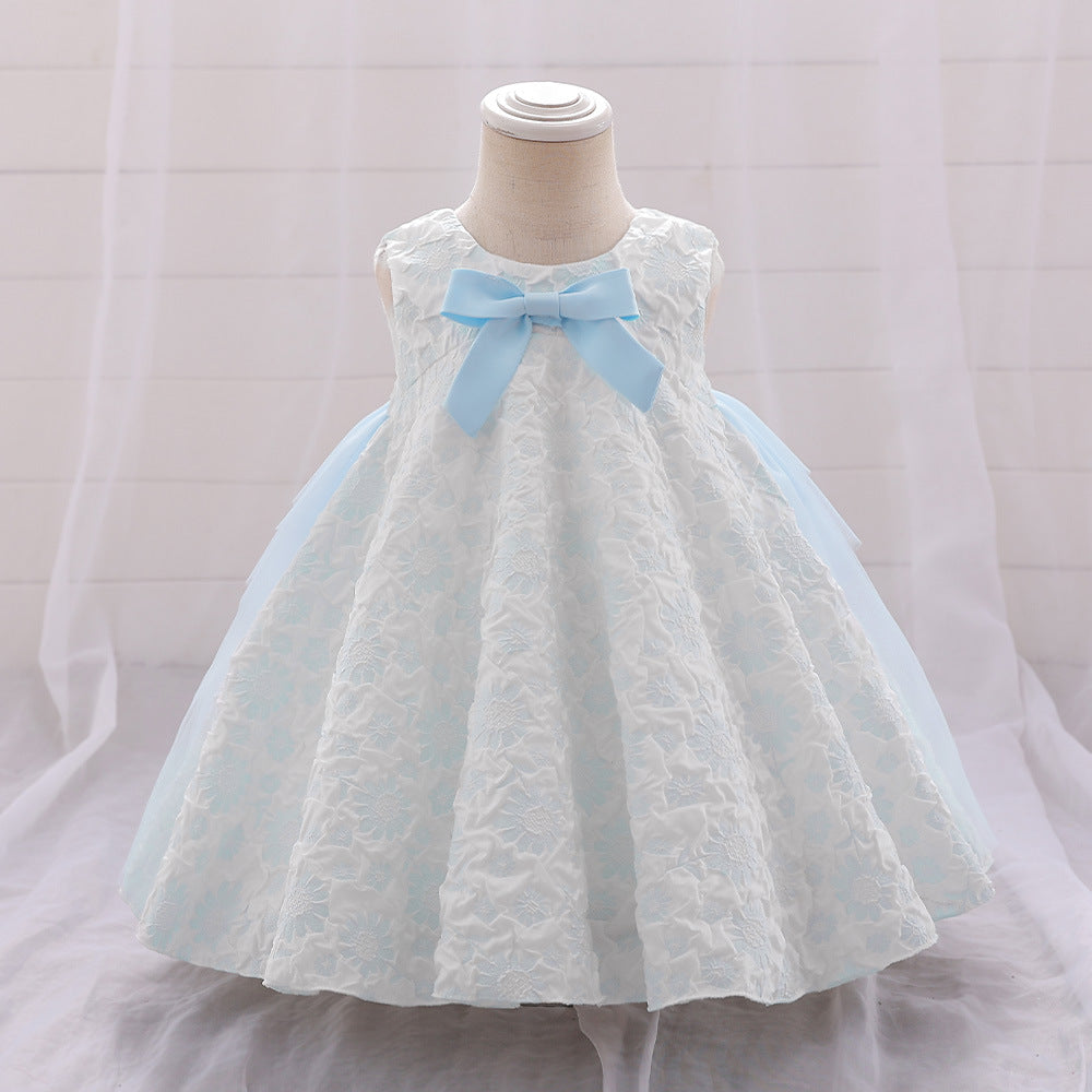 AliExpress Baby Dress Embossed Candy Bow Dress Baby Birthday Party Princess Dress