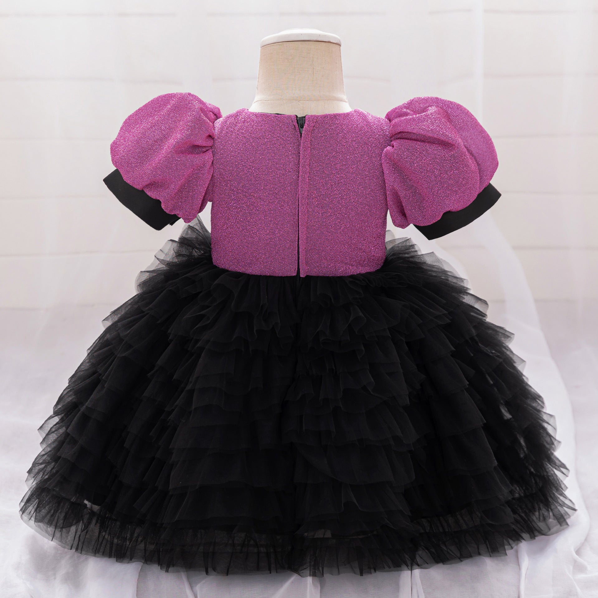 Cross-border foreign trade children's dress bubble sleeve splicing mesh tutu skirt baby girl birthday dress princess dress