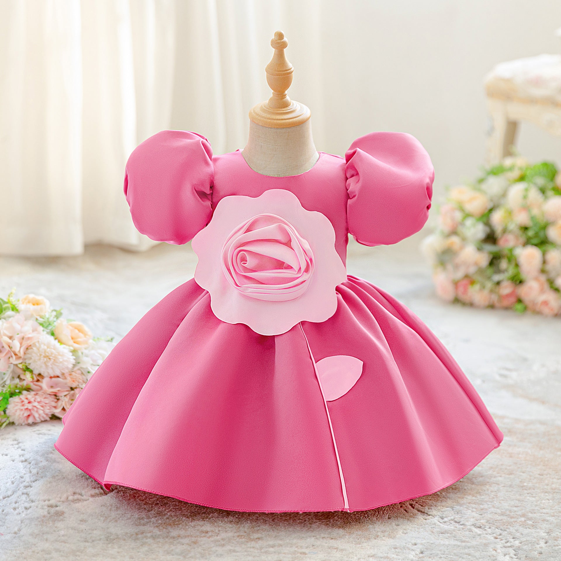 Ins children princess dress girls year old banquet dress baby baby flower girl wedding dress big flower dress