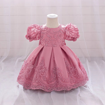 Baby girl embroidered princess dress bubble sleeve dress girls birthday dress, birthday foreign style grab week, princess dress