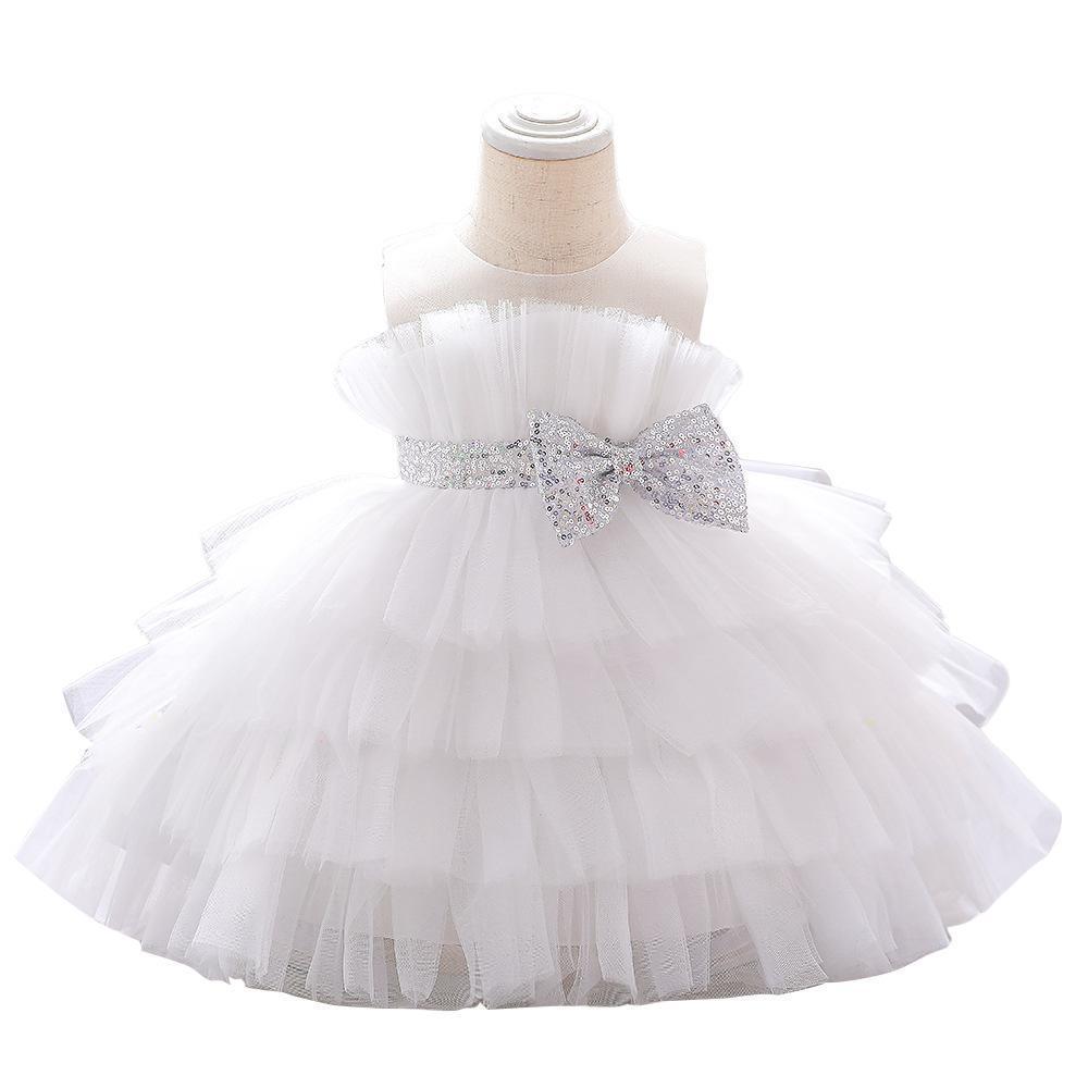 2023 new girls dress skirt cute bow strap mesh tutu summer baby girl birthday dress