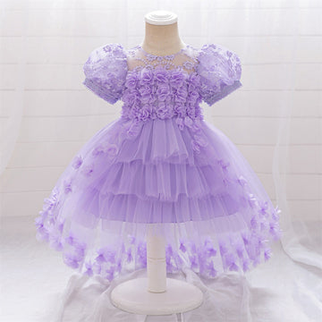 Amazon children's dovetail skirt, medium and older children's three-dimensional flower mesh fluffy dovetail skirt girls' piano performance clothes