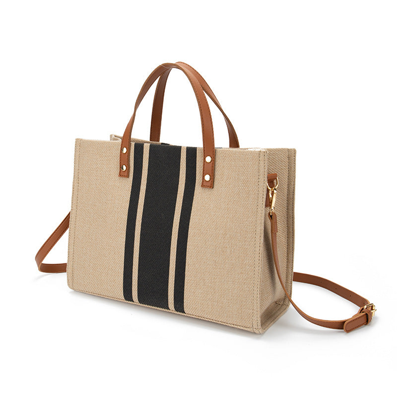 Striped Canvas Commuter Bag – Stylish & Spacious