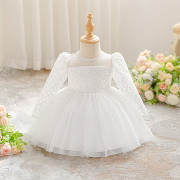 White children's dress 2025 new princess dress banquet fashion dress host piano performance clothes