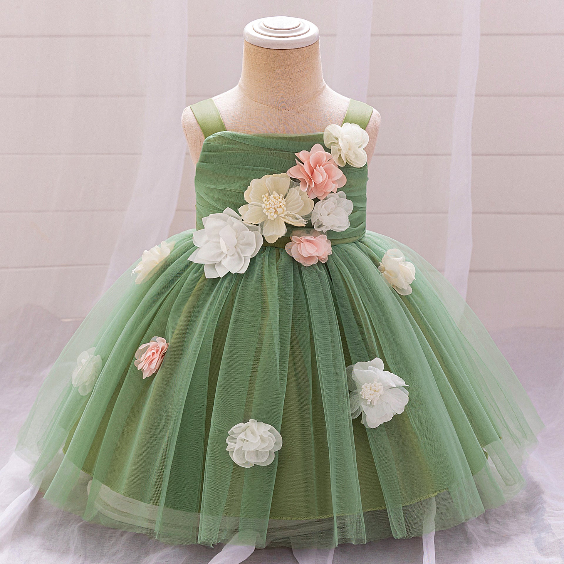2024 New Girls Princess Dress Children's Dress Birthday Party Dress Flower Girl Dress Mesh Elf Skirt