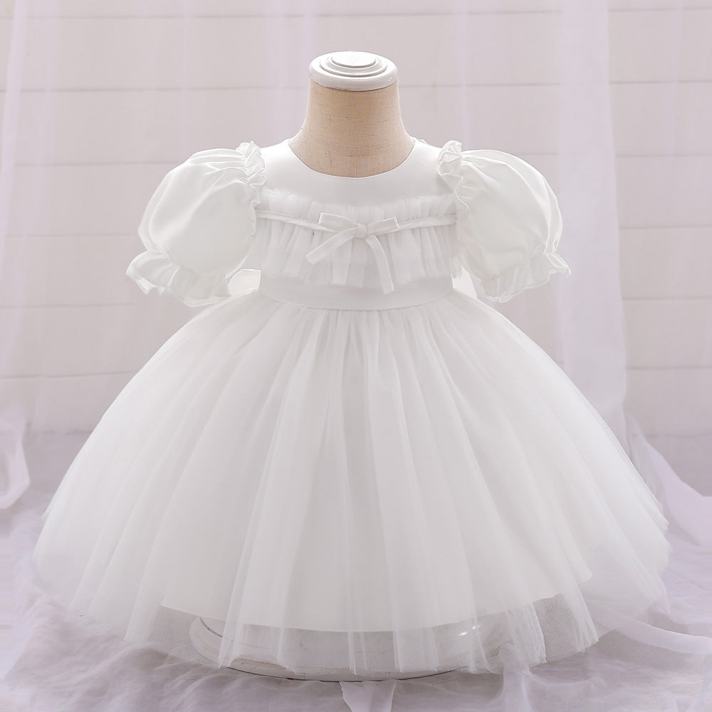 Foreign trade infant girls new princess dress baby first birthday banquet dress bubble sleeve mesh skirt