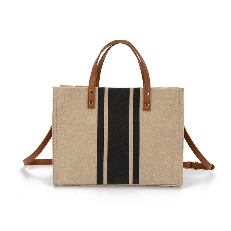 Striped Canvas Commuter Bag – Stylish & Spacious