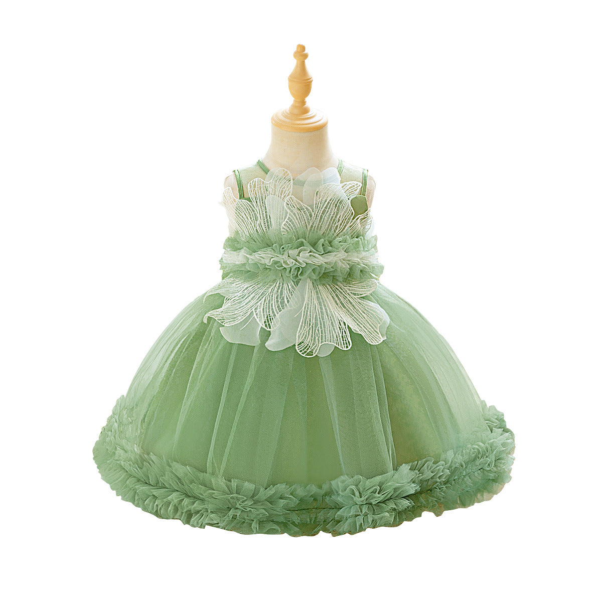 ins new girls dress summer children's clothing, sweet three-dimensional big flower decorative mesh splicing sleeveless princess dress