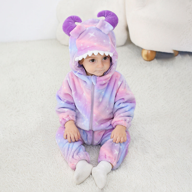 Qile Rabbit autumn new infant baby monster shape Romper starry sky printing monster shape one-piece Romper