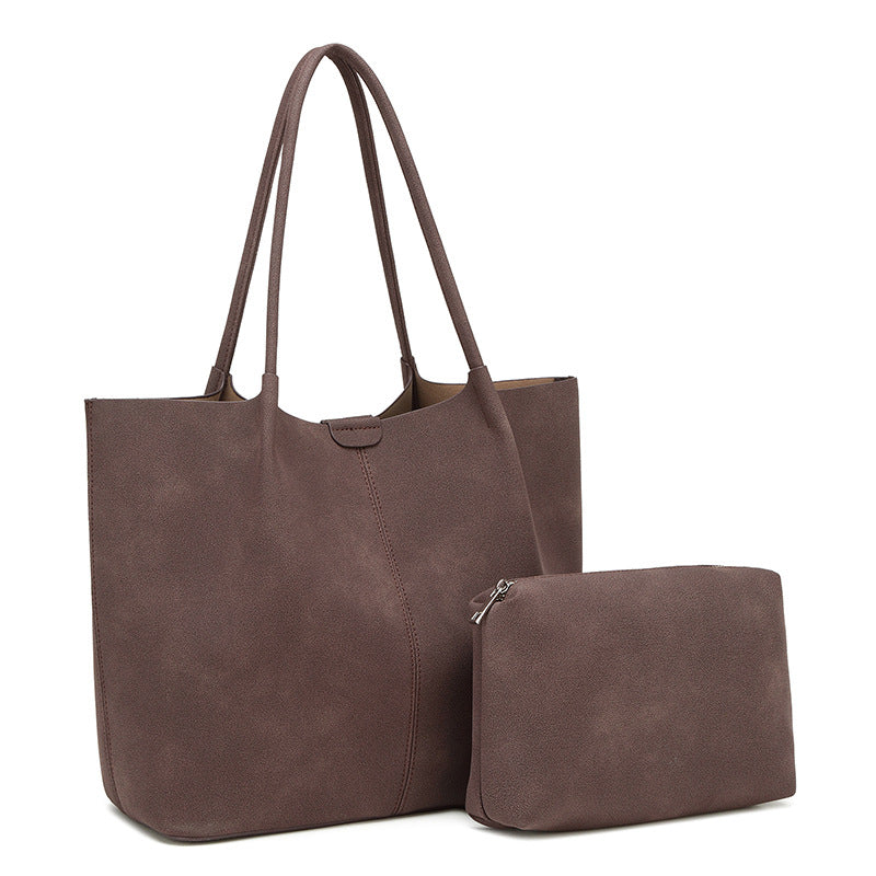 2025 autumn and winter new matte European and American large-capacity shoulder underarm tote large bag retro portable mother and child bag