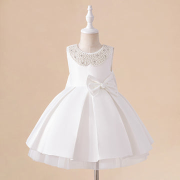 Cross-border new satin children's dress bow girl princess dress party festival dress girl dress