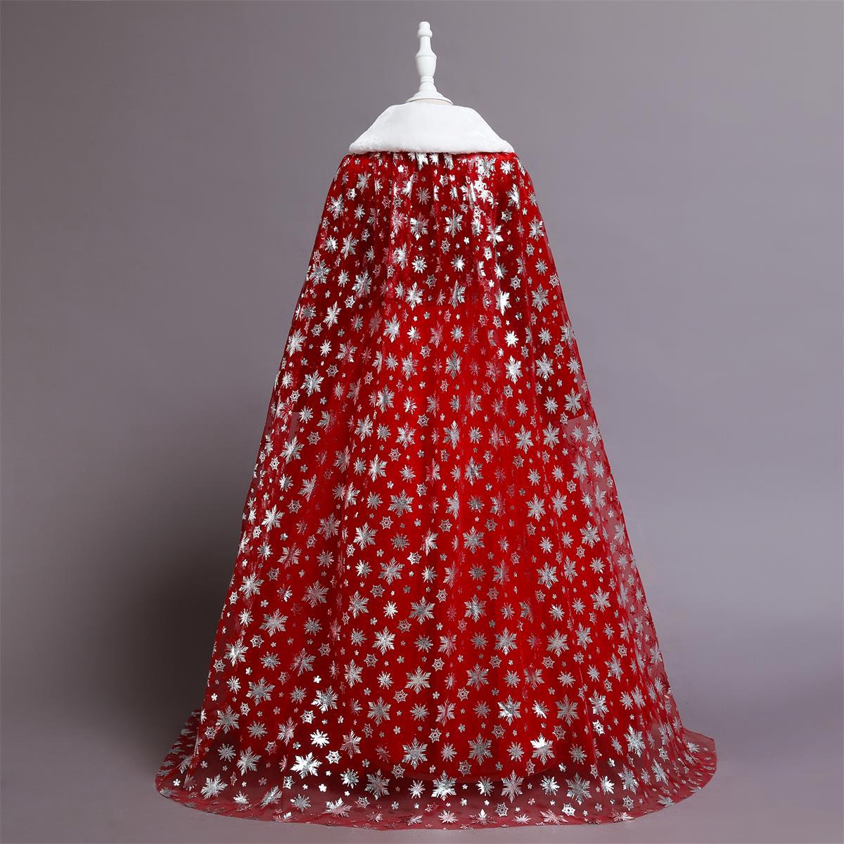 Girls dress + cape star print solid color dress 2-piece set