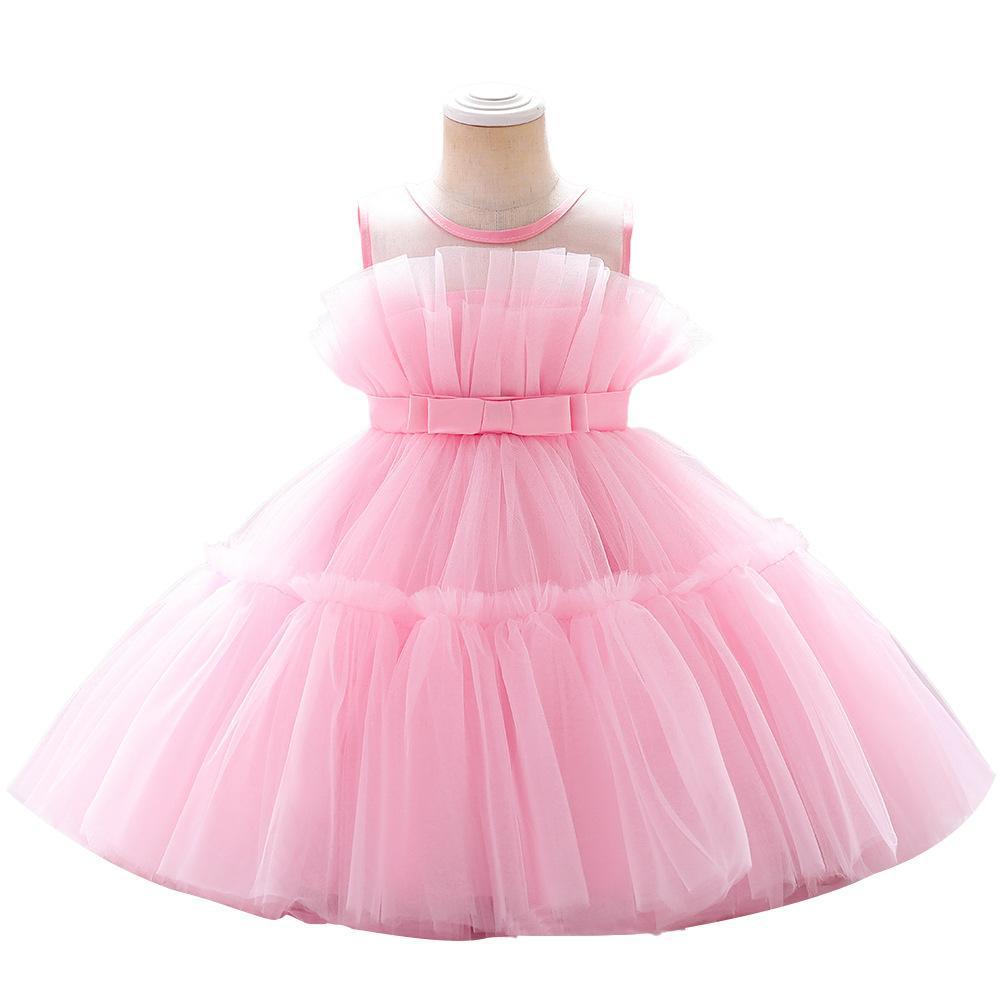 Foreign Trade Girls Dress Sleeveless Children's Festival Performance Dress Birthday Party Fluffy Yarn Princess Dress Little Princess