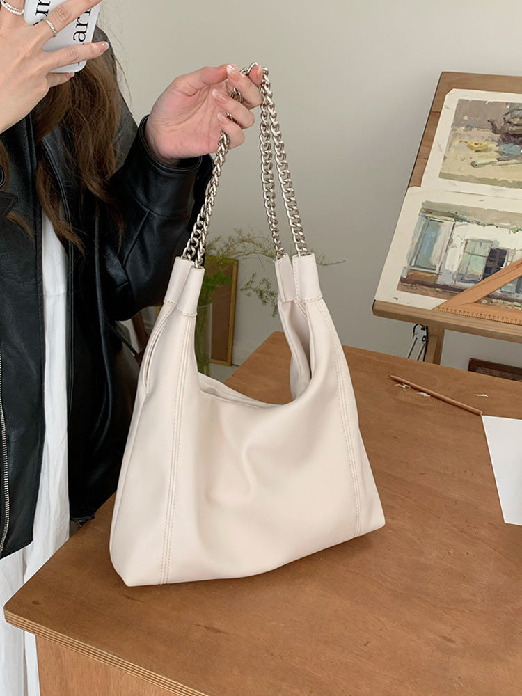 Korean Soft Leather Chain Tote Bag