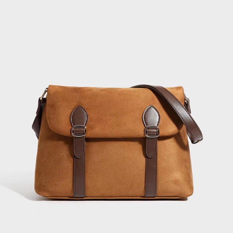 2025 autumn and winter new retro suede messenger bag, Reba Tongganqu Maillard large-capacity shoulder messenger bag
