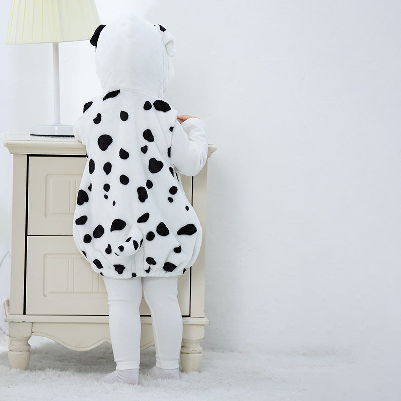Qile Rabbit autumn new baby flannel single-layer spotted dog shape three-dimensional tail vest