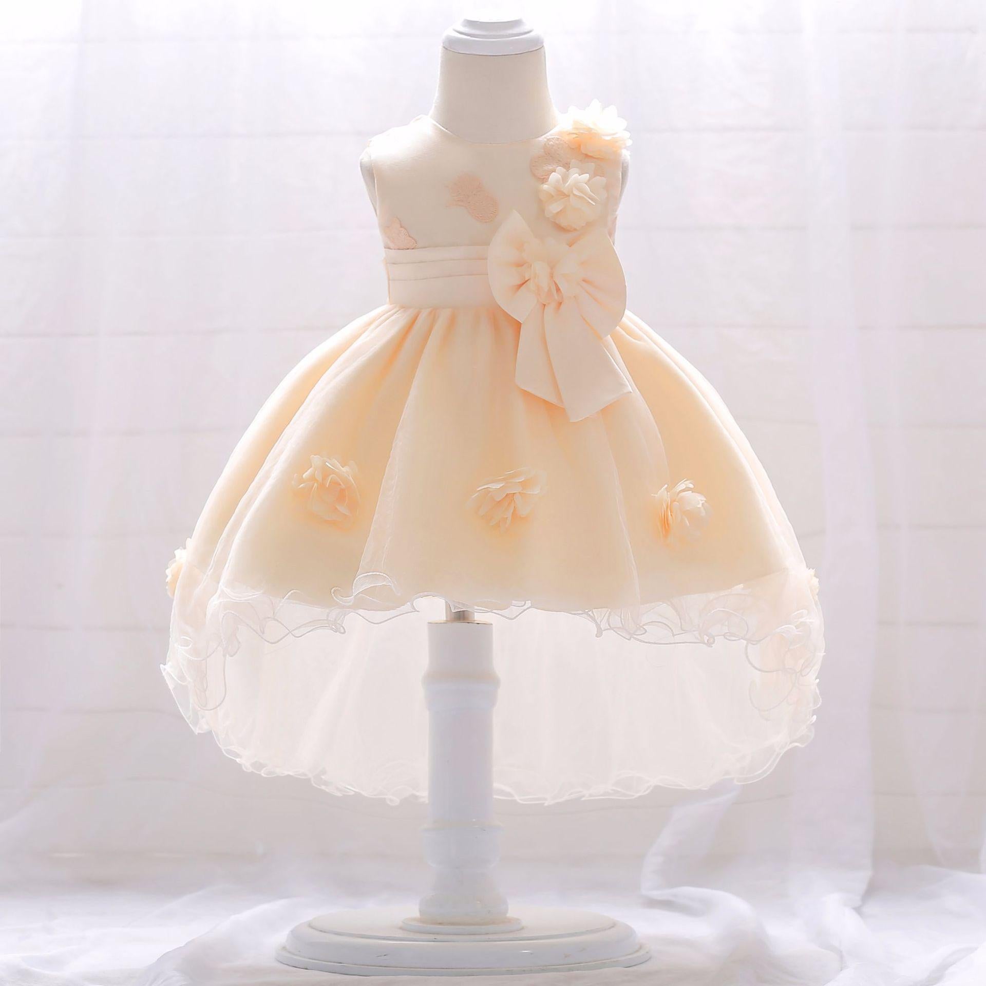 Foreign trade new baby first year wash dress baby full moon birthday gift trailing flower fluffy princess dress
