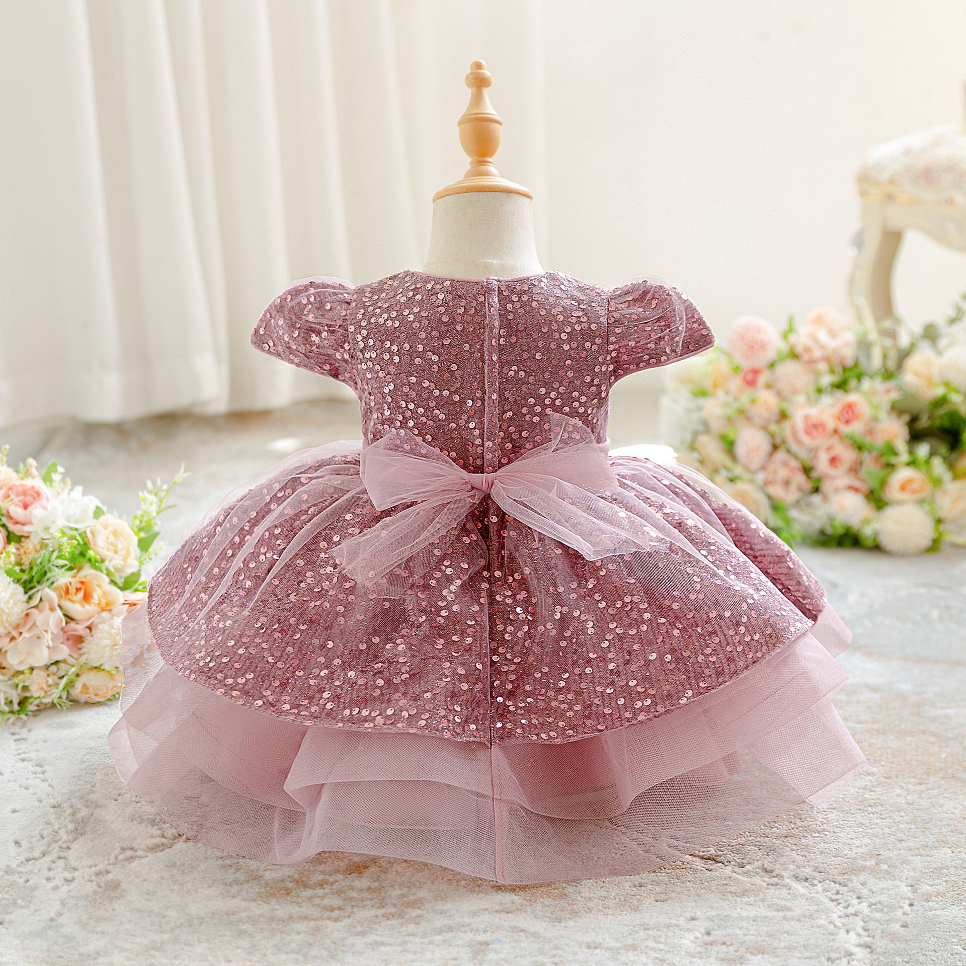 Amazon fairy girl princess dress 2025 autumn new heavy industry sequined catwalk dress South East Asia sources