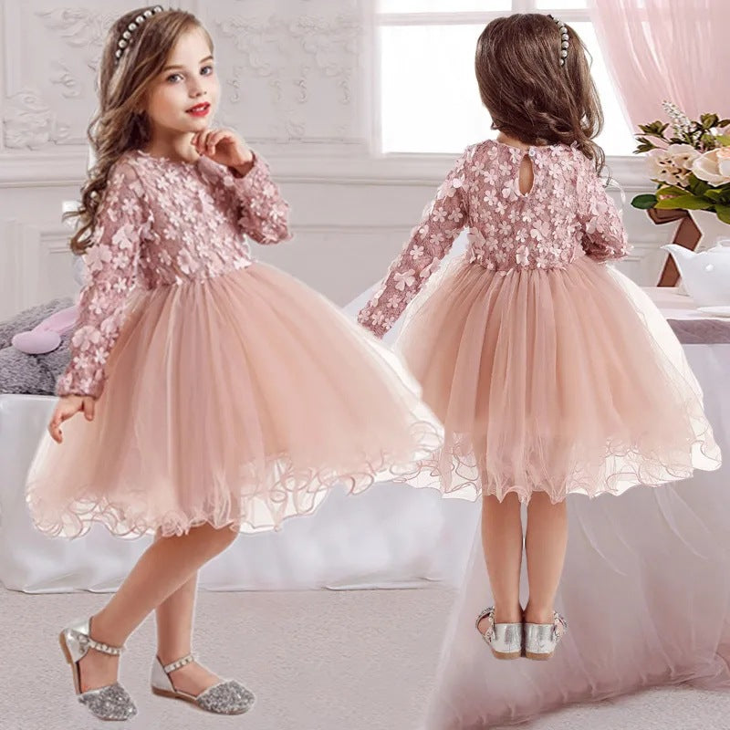 Long Sleeve Princess Mesh Dress