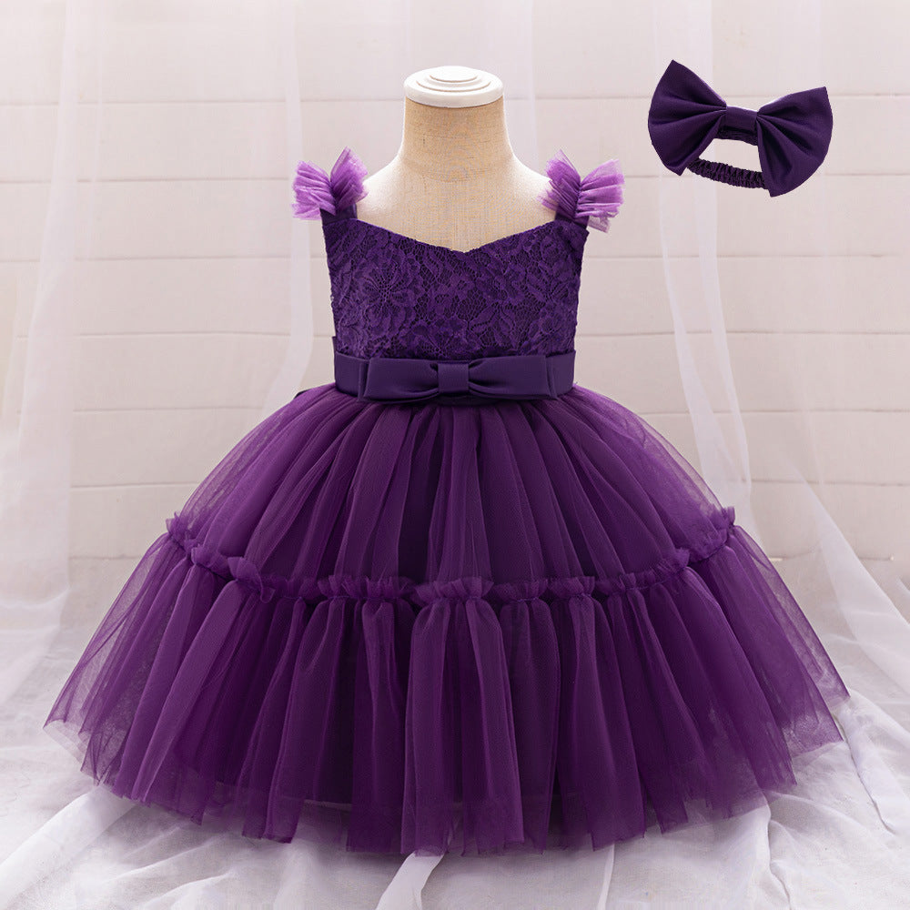 Amazon's new infant and toddler dresses, baby's first birthday party, wash dresses, suspenders, fluffy mesh skirts