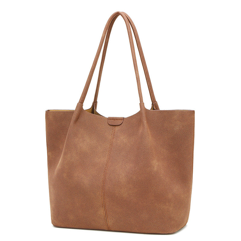 2025 autumn and winter new matte European and American large-capacity shoulder underarm tote large bag retro portable mother and child bag