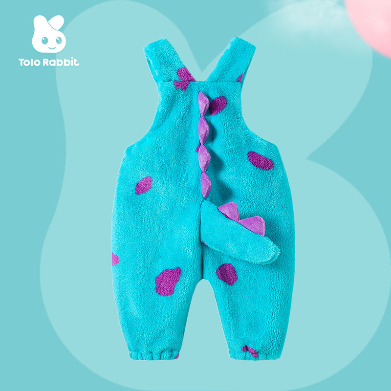 Qile Rabbit autumn new infant and toddler comfortable single-layer shape overalls, little monster shape overalls