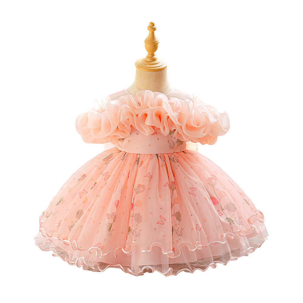 Girls Dress Little Girl Flower Fairy Fluffy Princess Dress Children's Host Piano Performance Costume