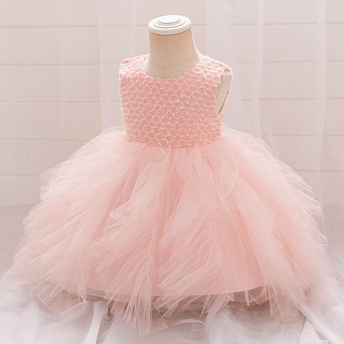 2025 new children's princess dress girls dress mesh fringed dress infant first birthday dress