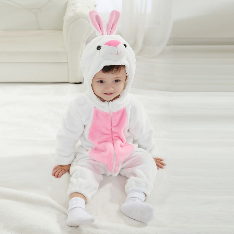 Qile Rabbit factory direct sales spring and autumn new flannel three-dimensional modeling cartoon climbing clothes single-layer one-piece Romper