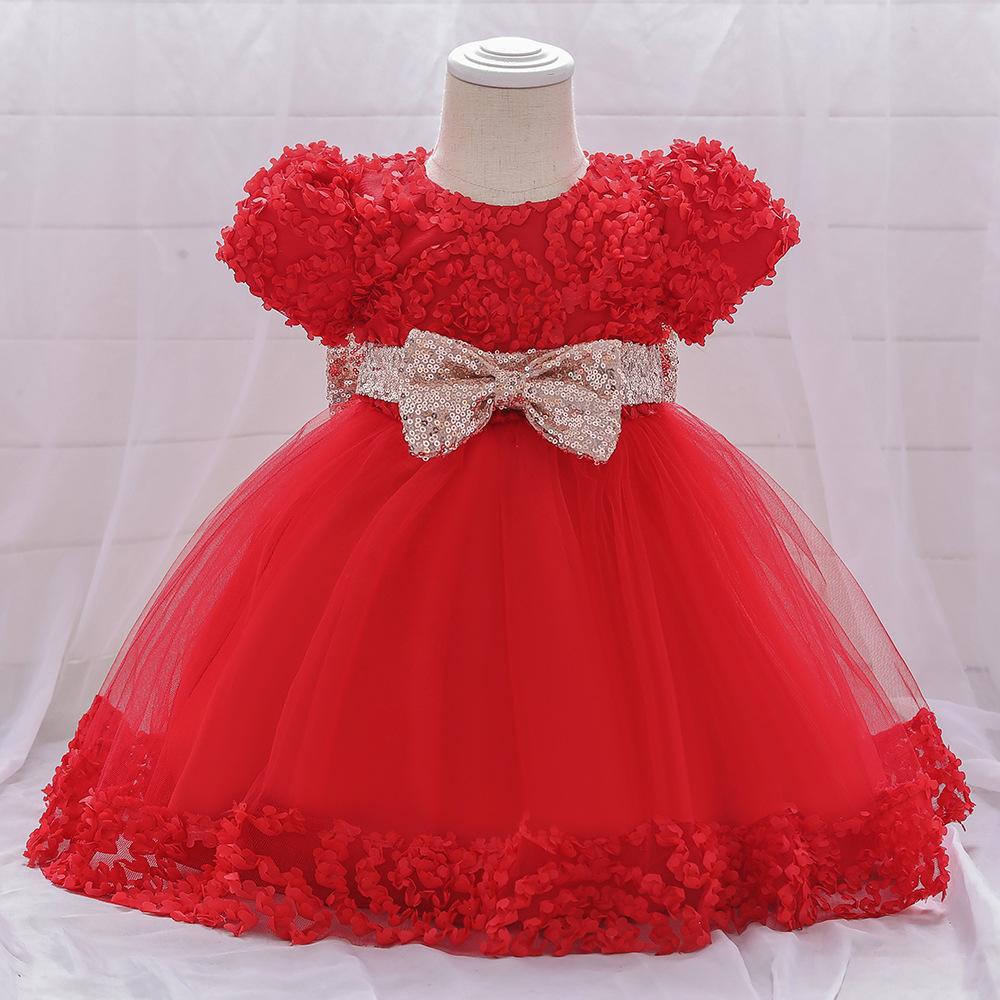 Amazon Foreign Trade Baby Birthday Dress Birthday Party Girls Dress Dress Mesh Bow Princess Photography Dress